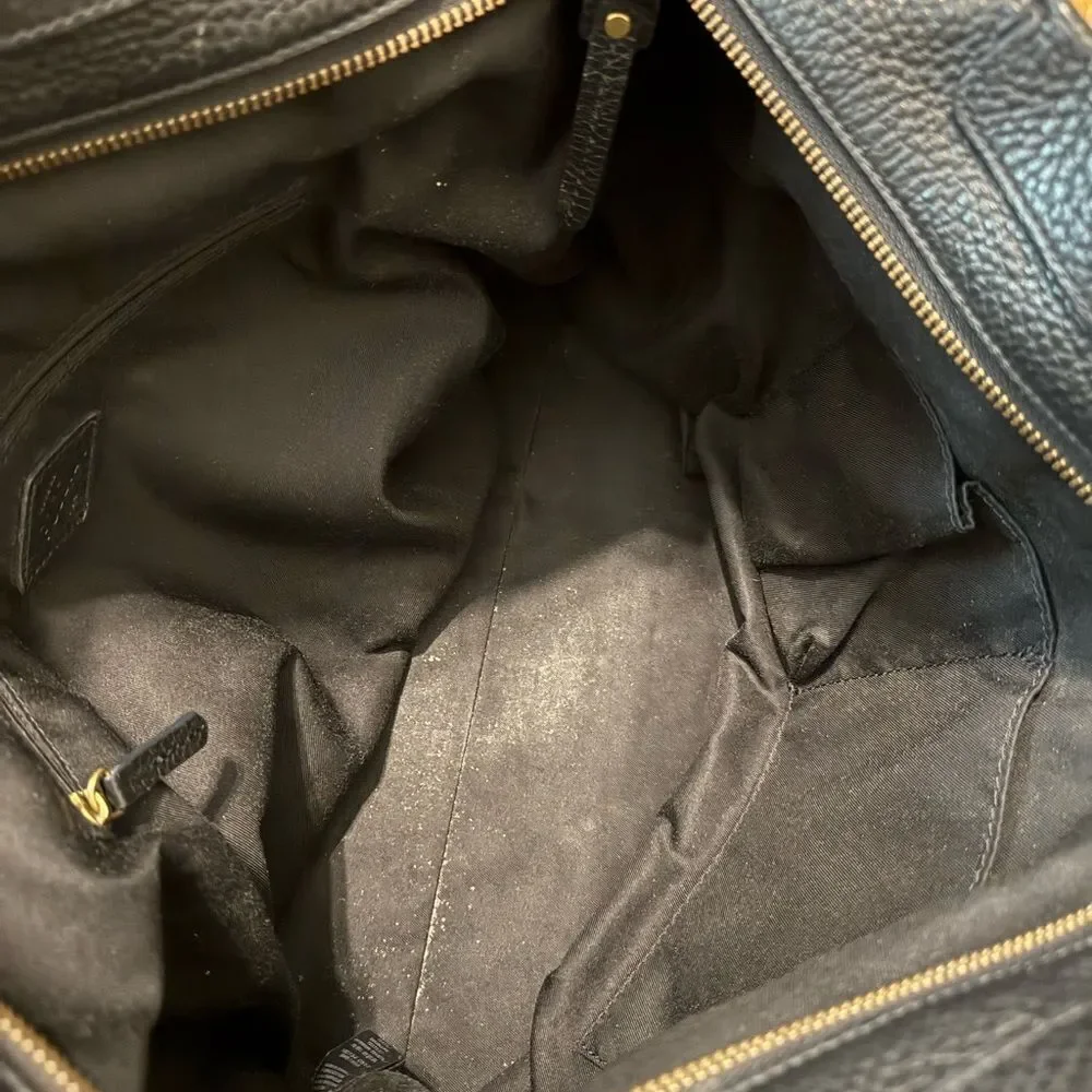 Fossil Issue No. 1984 Black Genuine Leather Satchel Purse Bag Messenger Bag